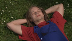 Kevin liegt auf der Wiese