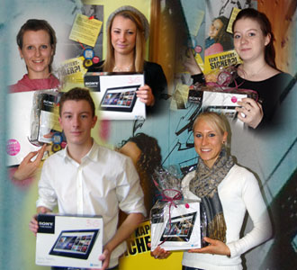 Collage einiger der Gewinner der Tablet-PCs beim Gewinnspiel