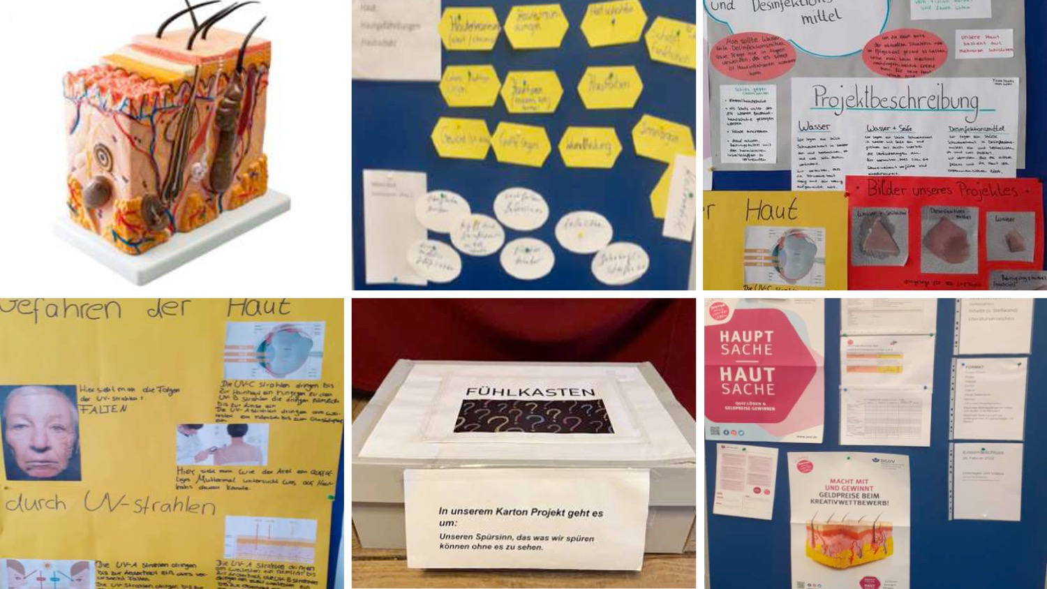 Collage der Projektergebnisse als Hautschutz-Plakate 